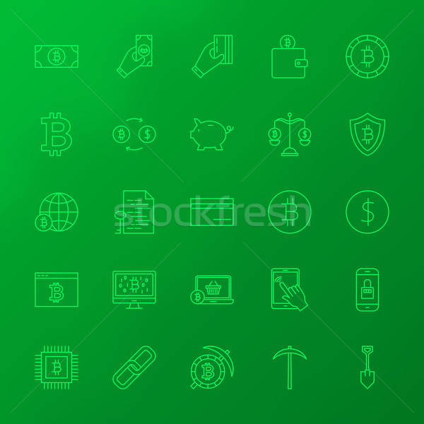 Crypto Currency Line Icons Stock photo © Anna_leni