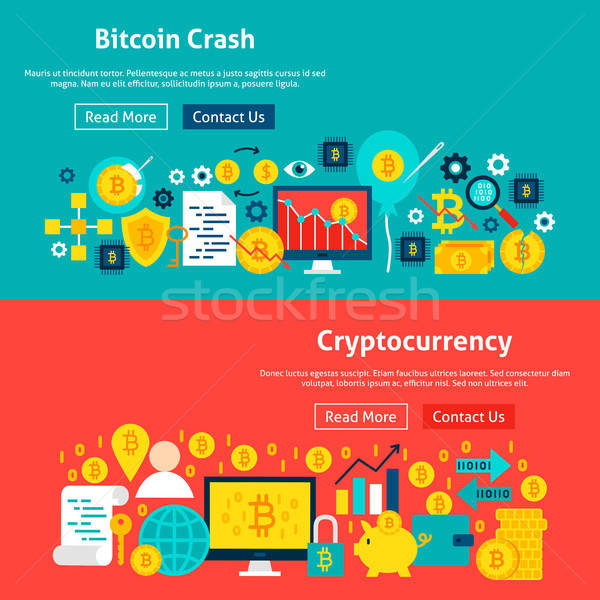 Bitcoin website banners web ontwerp Stockfoto © Anna_leni