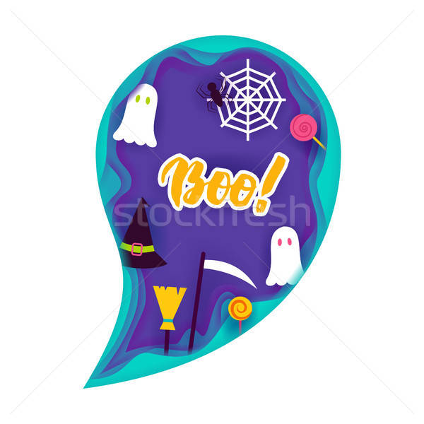 Stock photo: Halloween Ghost Papercut Concept