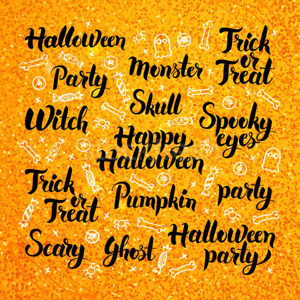 Stock fotó: Halloween · arany · terv · kézzel · rajzolt · ijesztő · buli