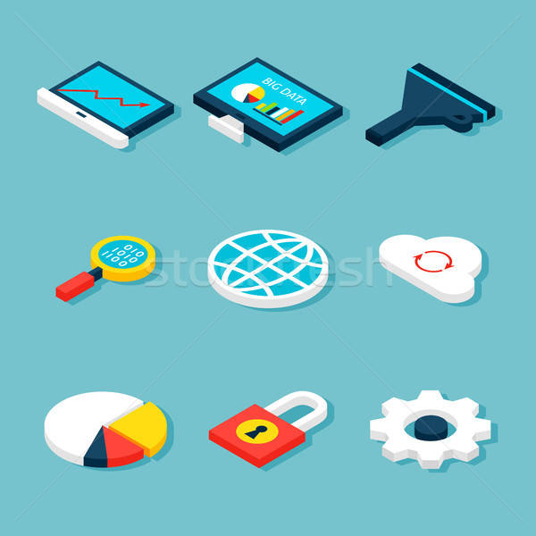 Big Data Isometric Objects Stock photo © Anna_leni
