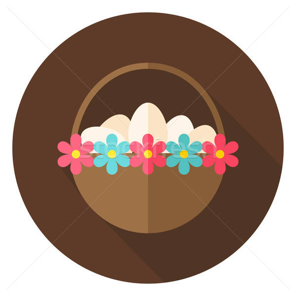 Easter Basket with Eggs and Flowers Circle Icon Stock photo © Anna_leni