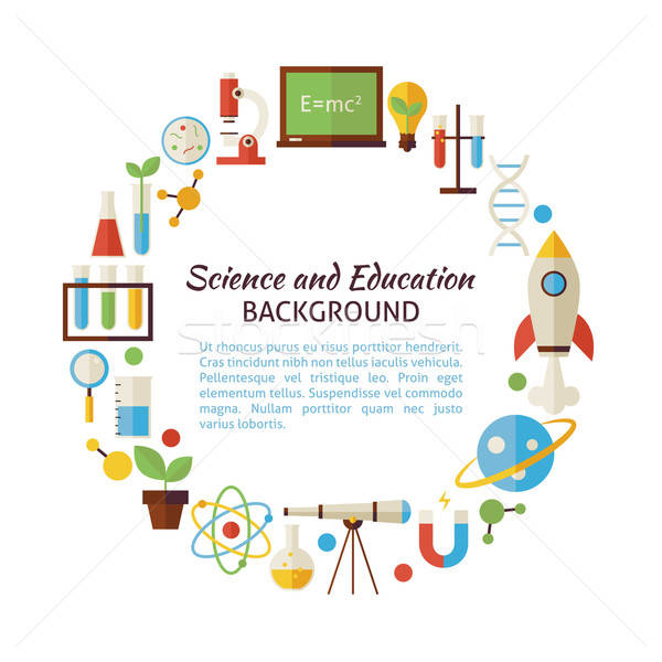 Flat Style Vector Circle Template Collection of Science and Educ Stock photo © Anna_leni