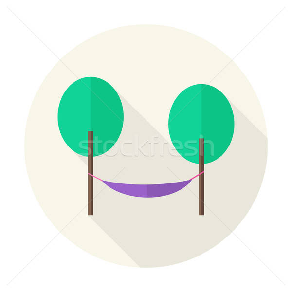 Stockfoto: Natuur · bomen · hangmat · cirkel · icon · lang