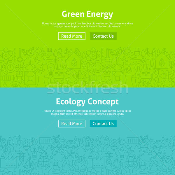 Ecology Green Energy Line Art Web Banners Set Stock photo © Anna_leni