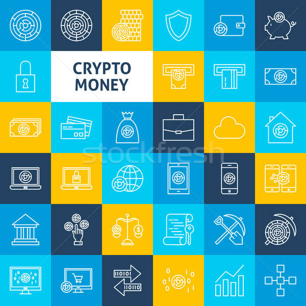 Stock photo: Vector Cryptocurrency Line Icons