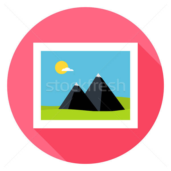 Flat Landscape Picture Circle Icon with Long Shadow Stock photo © Anna_leni