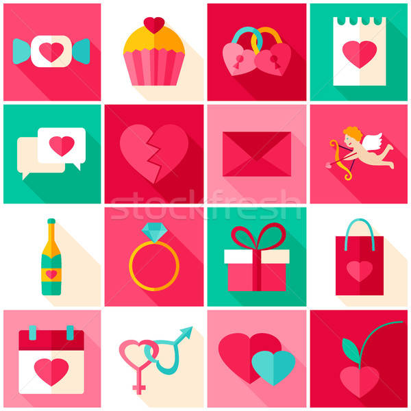 Happy Valentines Day Colorful Icons Stock photo © Anna_leni