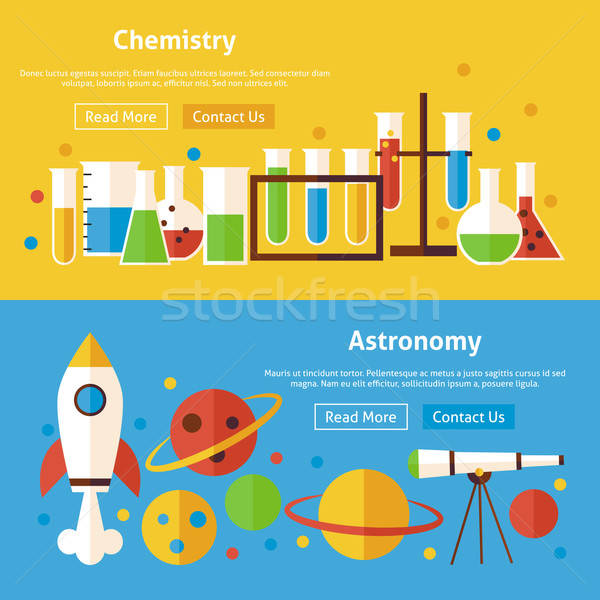 Chemistry and Astronomy Science Flat Website Banners Set Stock photo © Anna_leni