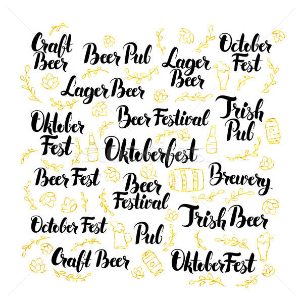 October Beer Fest Lettering Design Set Stock photo © Anna_leni