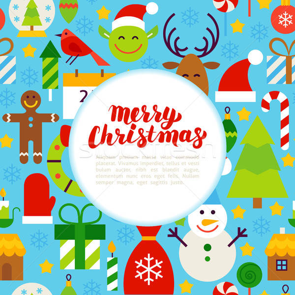 Stock photo: Flat Merry Christmas Greeting