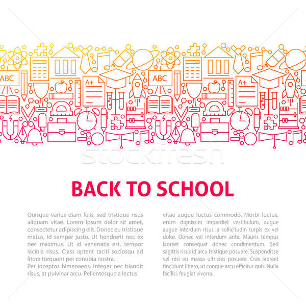 Vissza az iskolába vonal design sablon skicc szalag könyv Stock fotó © Anna_leni