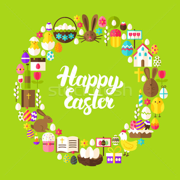 Easter Greetings Flat Circle Stock photo © Anna_leni
