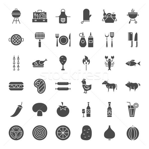 Stock photo: Grill Solid Web Icons