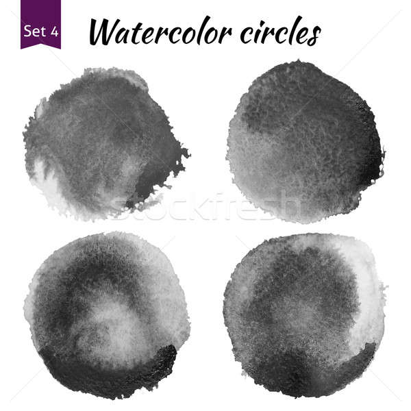 Dark Grey Watercolor Circles Set Stock photo © Anna_leni