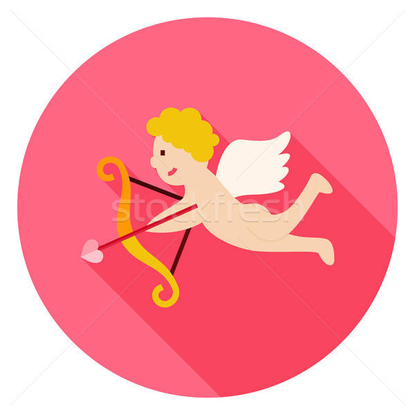 Amour Cupid Boy with Bow and Love Arrow Circle Icon Stock photo © Anna_leni