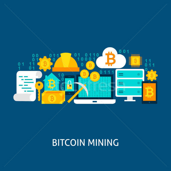 [[stock_photo]]: Bitcoin · minière · vecteur · affiche · design