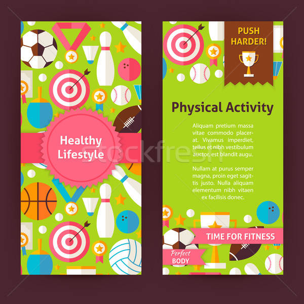 Flyer Template of Healthy Lifestyle Objects and Elements Stock photo © Anna_leni