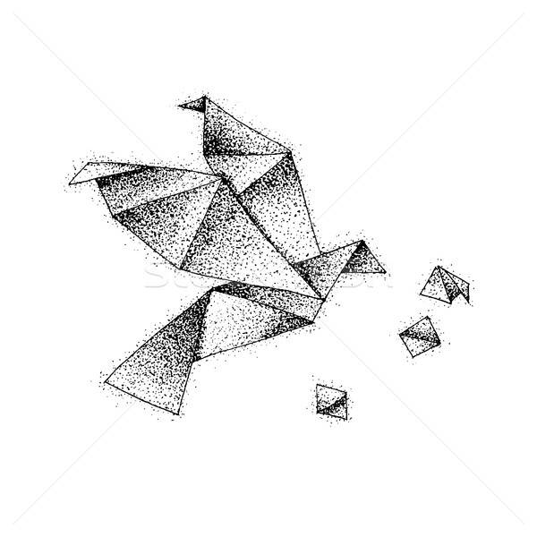 Origami Oiseau Papier Vol Tatouage Dessinés à