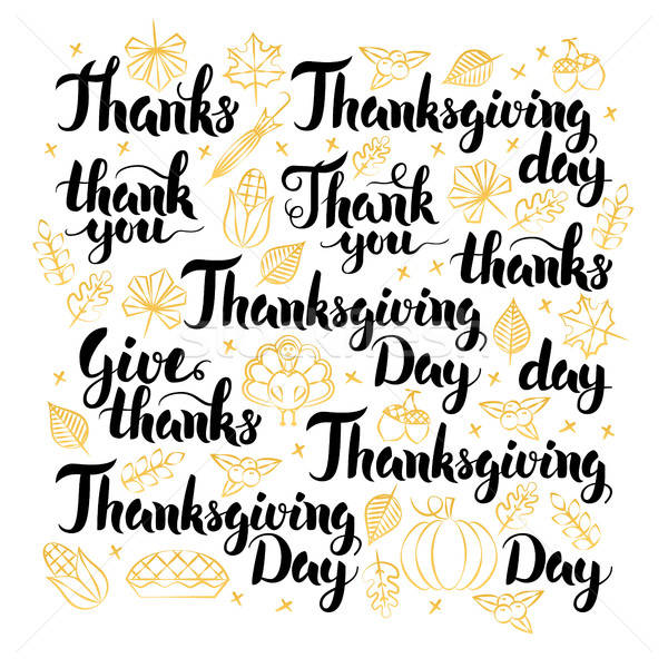 Thanksgiving Day Lettering Design Set Stock photo © Anna_leni