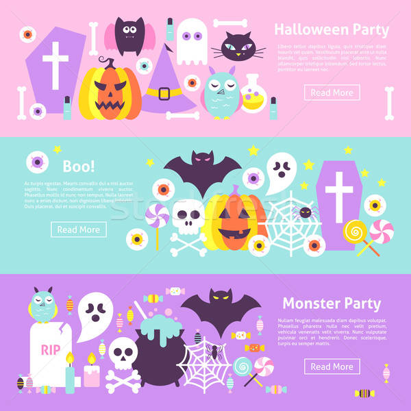Modny halloween internetowych poziomy banery stylu Zdjęcia stock © Anna_leni