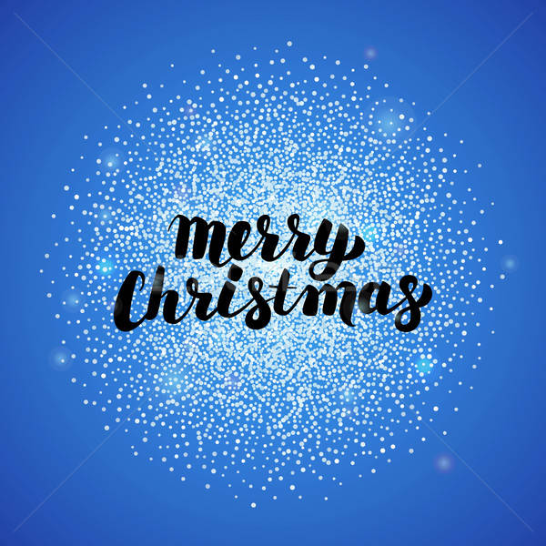 Stock photo: Merry Christmas Blue Greeting Card