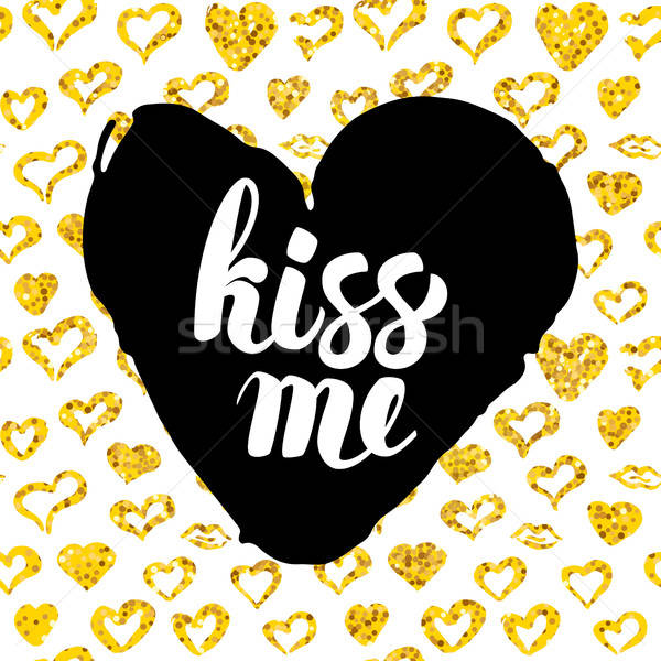 Kiss mnie pocztówkę projektu miłości kartkę z życzeniami Zdjęcia stock © Anna_leni