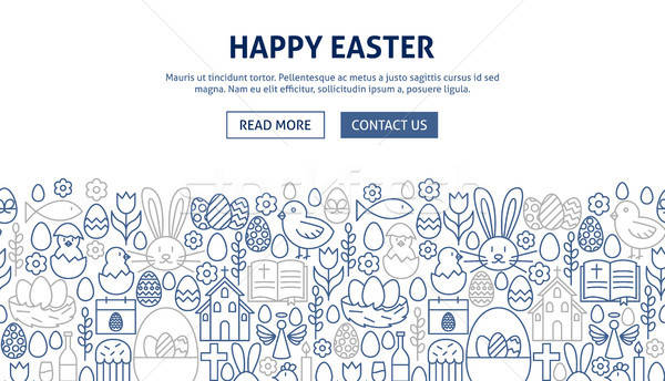 Pâques bannière design ligne web printemps [[stock_photo]] © Anna_leni