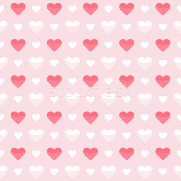 Stock photo: Seamless pattern cute red and white hearts on a pink