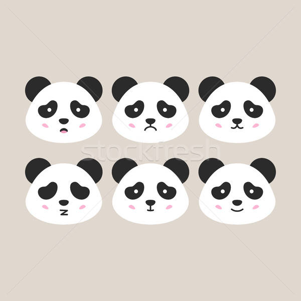 Flat Panda Heads Stock photo © Anna_leni