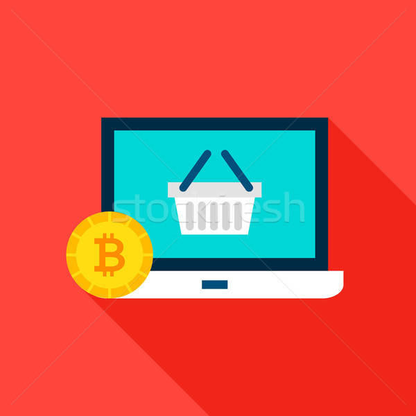 Bitcoin Shopping Flat Icon Stock photo © Anna_leni