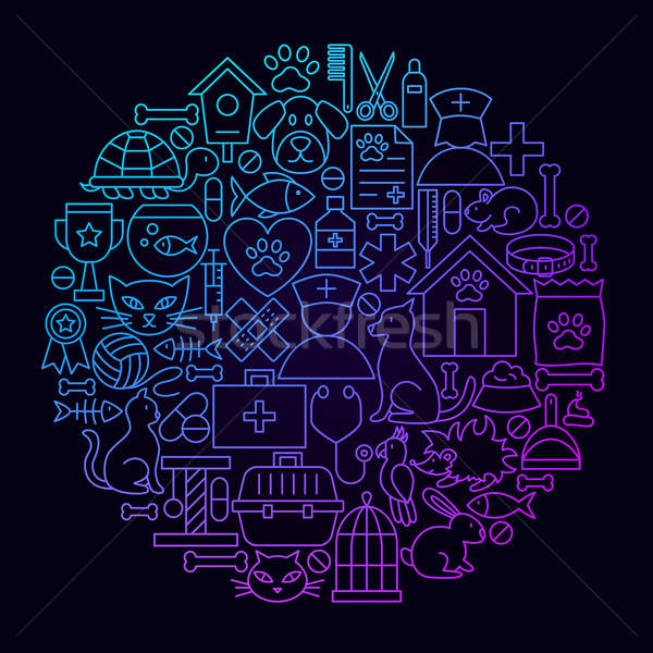 Veterinary Line Icon Circle Concept Stock photo © Anna_leni