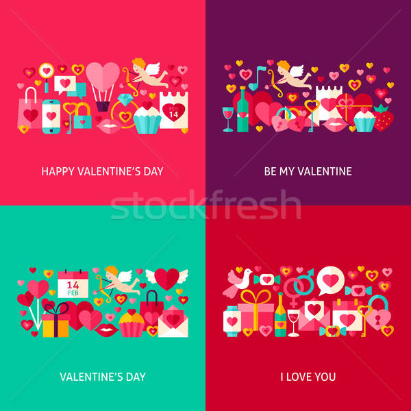 ストックフォト: バレンタインデー · 挨拶 · セット · デザイン · コレクション · 愛