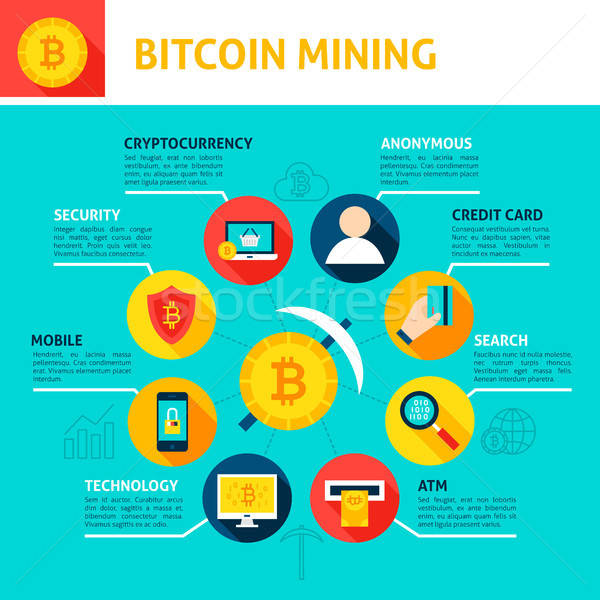 Imagine de stoc: Bitcoin · minerit · infografica · proiect · afaceri · bani