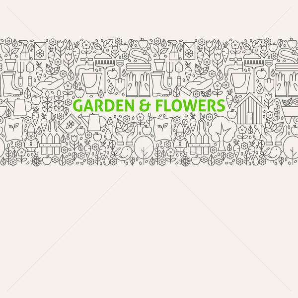Garden Line Art Seamless Web Banner Stock photo © Anna_leni