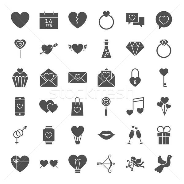 San Valentín día sólido iconos de la web vector colección Foto stock © Anna_leni