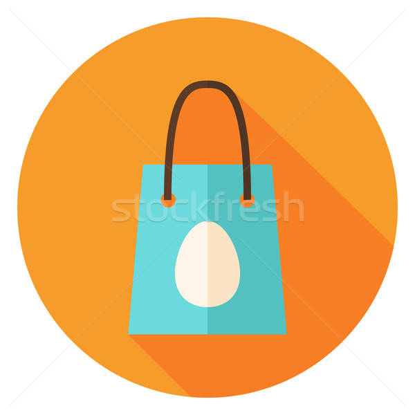 Stock photo: Spring Shopping Bag with Easter Egg Circle Icon