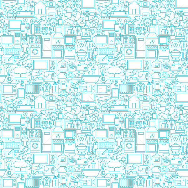 Line Household White Seamless Pattern Stock photo © Anna_leni