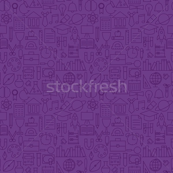 Thin School Line Education Knowledge Purple Seamless Pattern Stock photo © Anna_leni