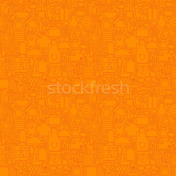Orange dünne line Küchengerät Kochen Stock foto © Anna_leni