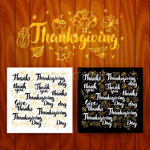 Thanksgiving Lettering Postcards Stock photo © Anna_leni