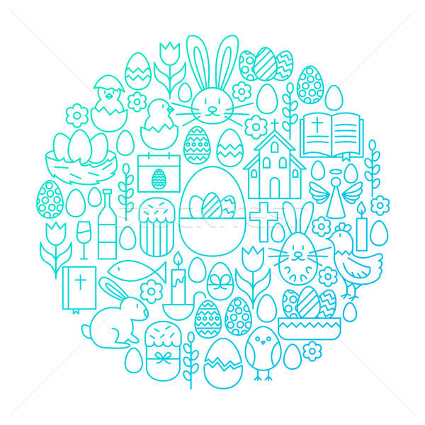 Easter Line Icon Circle Design Stock photo © Anna_leni