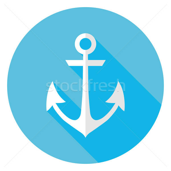 Morskich kotwica kółko ikona długo cień Zdjęcia stock © Anna_leni