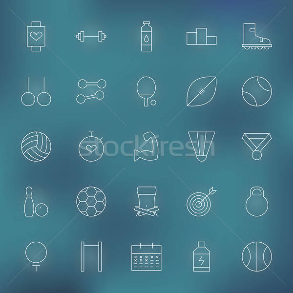 Sport and Fitness Line Icons Set Stock photo © Anna_leni