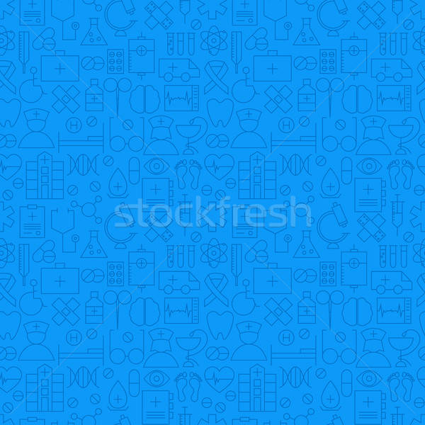 Thin Medical Line Health Care Blue Seamless Pattern Stock photo © Anna_leni