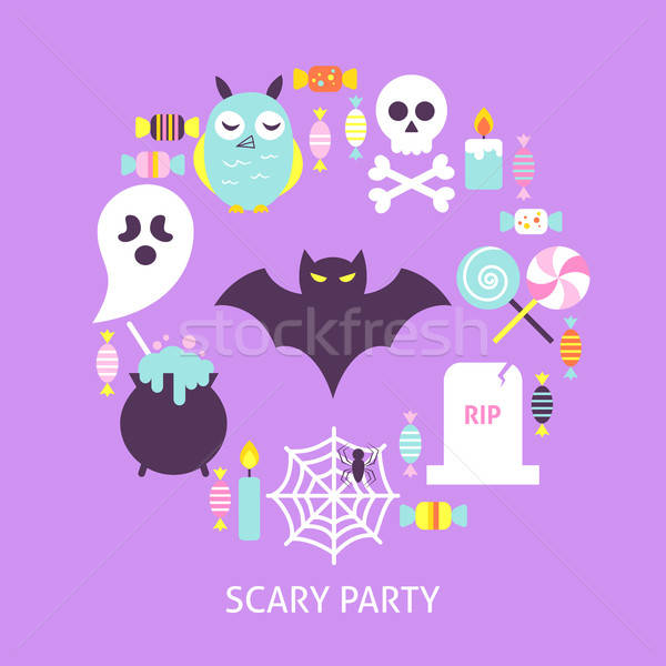 Scary Party trendy Plakat Design Set Stock foto © Anna_leni