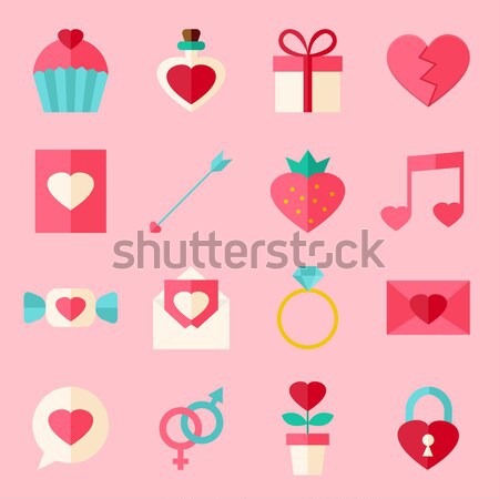 ストックフォト: バレンタイン · 日 · ステッカー · コレクション · 愛 · 休日