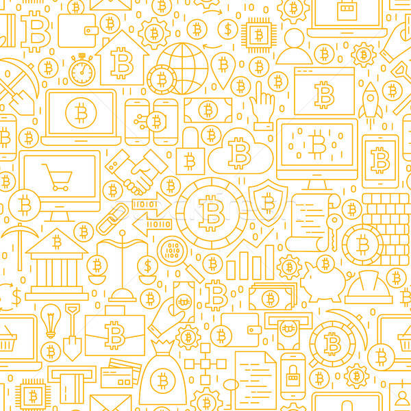 Lijn bitcoin witte schets tegel Stockfoto © Anna_leni