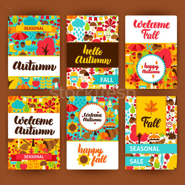 Jesienią etykiety zestaw spadek sezonowy odznakę Zdjęcia stock © Anna_leni