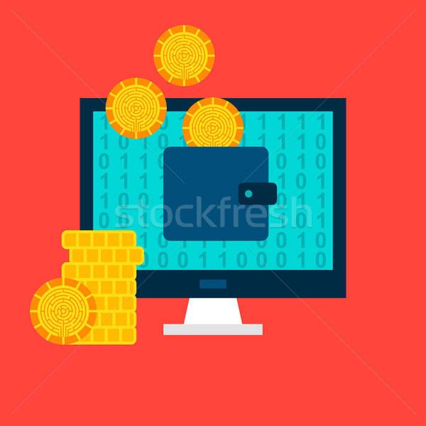 Stock photo: Cryptocurrency Computer Wallet Concept